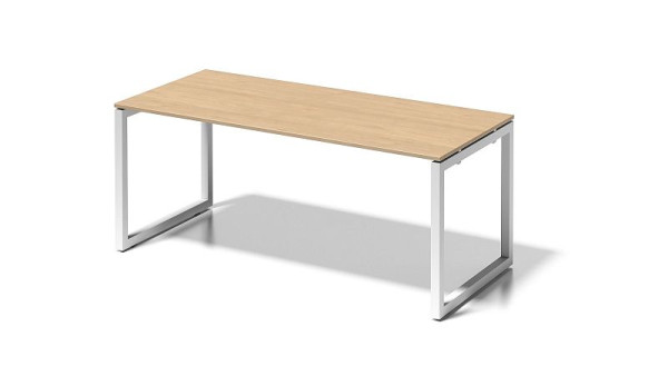 Bureau Bisley Cito, structure en O hauteur fixe 730 mm, H 19 x L 1800 x P 800 mm, érable/blanc signalisation, DOF1808MP396
