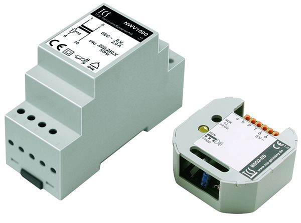 Combinaison alimentation TCS et unité de commande (transformateur de sonnerie 2 A + BSG2) pour systèmes audio sur 1 ligne, NBV1000