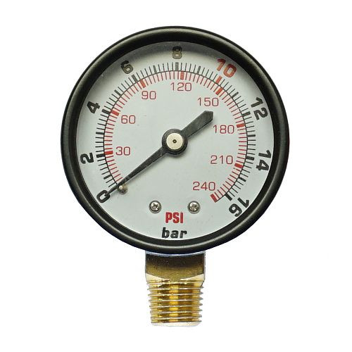 Manomètre AEROTEC 16 bar 50 mm - 1/4 pouce ET ci-dessous, 9052195