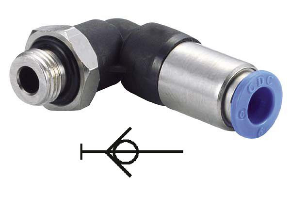 temporisateur B-SWEd-10-1/2-KU, raccord à visser coudé autobloquant, cylindrique, Ø filetage : 1/2", UE : 5 pièces, 03170227