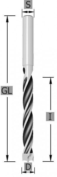 Foret hélicoïdal à bois Edessö avec tête HW, A: 5, B: 60, GL: 90, C: 5, 148005005