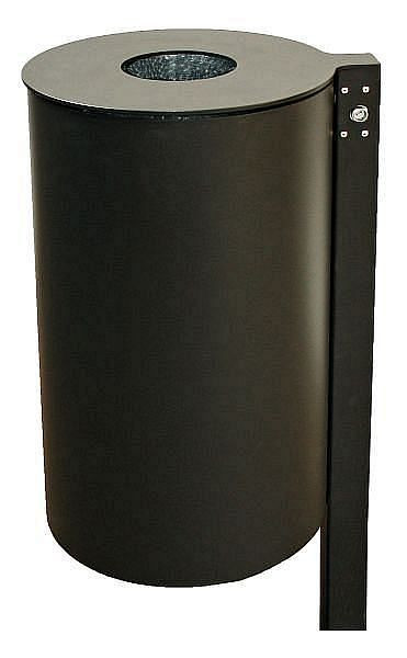 Poubelle Renner avec poteau environ 60 L, à visser, avec cendrier, dimensions du conteneur Ø 410 x H 705 (mm), mica de fer anthracite, 7705-30PB DB703