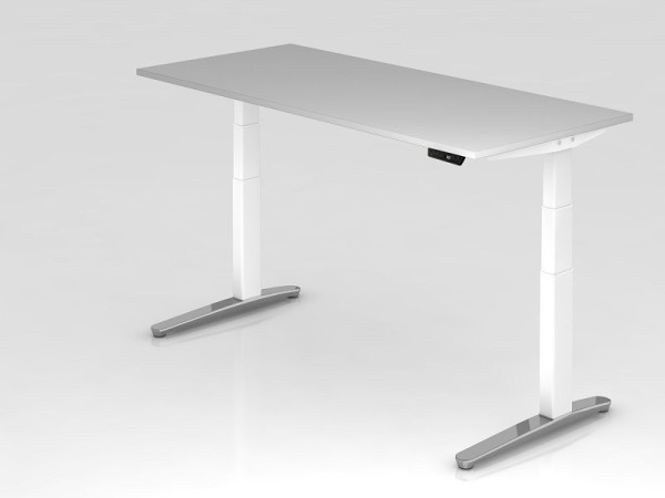 Bureau assis-debout électrique Hammerbacher 180x80cm gris/blanc, poli, forme rectangulaire, VXBHM19/5/WC