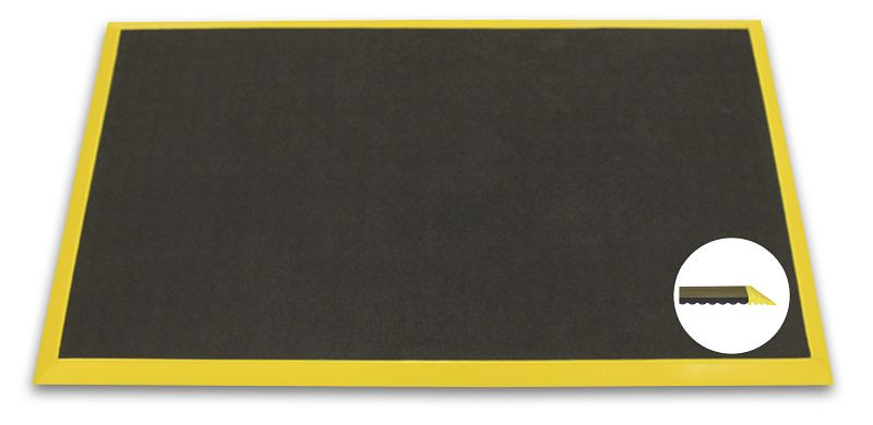 Tapis anti-fatigue Ergomat Basic Bubble Down avec bords jaunes, longueur 120 cm, largeur 60 cm, BDB60120-YB