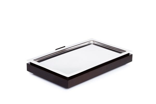 APS Cool Plates Set 1, 53 x 32,5 cm, hauteur : 8,5 cm, hêtre massif, couleur wengé, élément de base GN 1/1, plateau inox GN 1/1, 14940