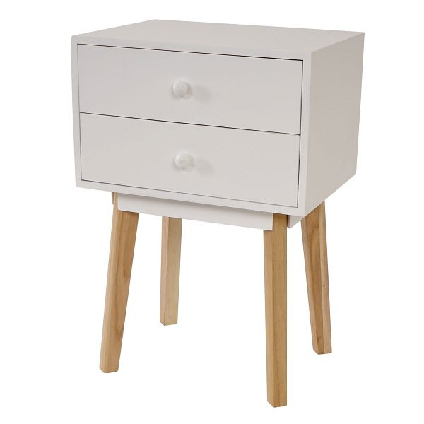 Commode Mendler Malmö T271, table de chevet, design rétro 59x40x30cm, tiroir blanc, 36706
