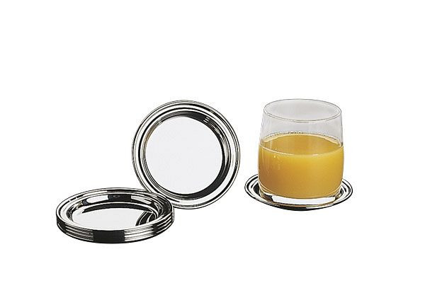 Sous-verres APS pour verres, Ø 10 cm, acier inoxydable 18/8, poli, robuste, lot de 6, 35711