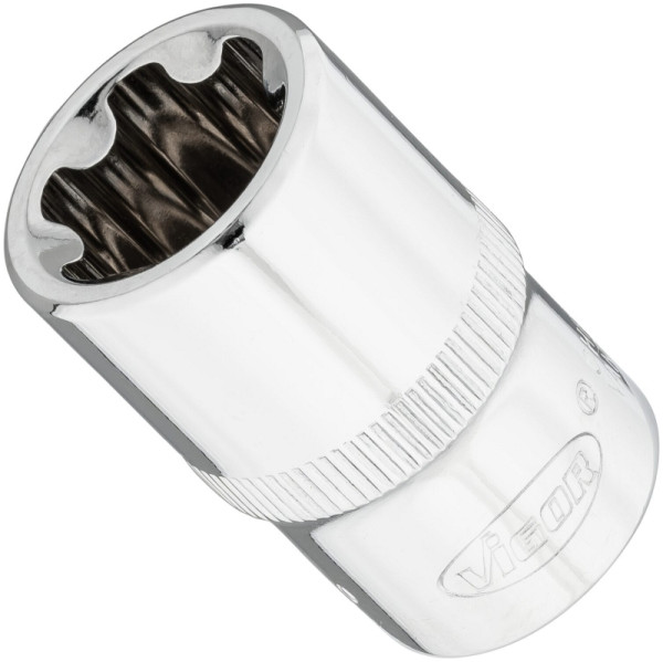 Insert de clé à douille VIGOR T-Plus, carré 12,5 mm (1/2 pouce), profil E+, E20+, V7920-EP20