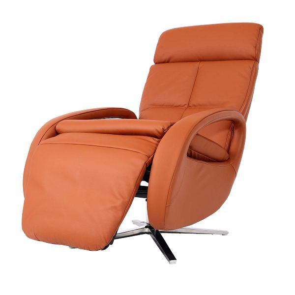 Fauteuil relax Mendler HWC-L11, fauteuil TV design, fauteuil TV, fauteuil inclinable, fonction inclinable, cuir intégral, brun terre cuite, 98403