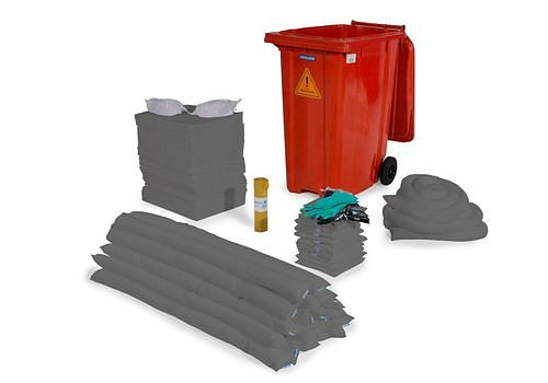 Kit d'urgence DENSORB en conteneur roulant B 36, rouge, version universelle, 270-389