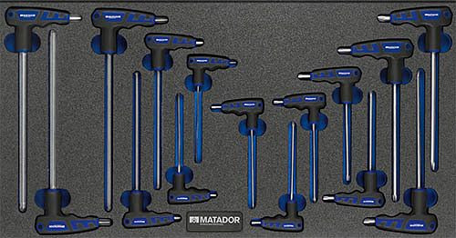 Insert d'outil Bedrunka+Hirth, jeu de tournevis à manche, 15 pièces, dimensions en mm (LxPxH) : 600 x 300 x 25, 08.88.200