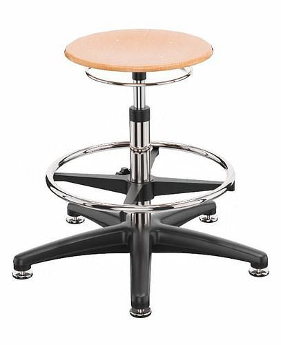 Tabouret de travail Dauphin en hêtre, patins, repose-pieds, 266951