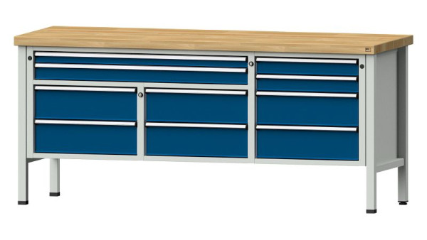 Établis ANKE Établi en caisson, modèle 285 V, 2000 x 700 x 900 mm, RAL 7035/5010, BMP 50 mm, 304.583