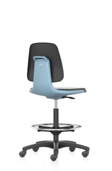 siège de travail bimos Labsit avec roulettes, assise H.560-810 mm, tissu, coque d'assise bleue, 9125-5800-3277