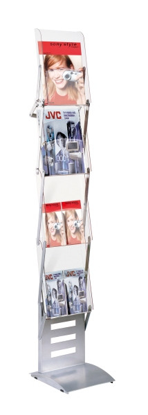Kerkmann porte-brochures Tec-Art Folder, L 260 x P 300 x H 1550 mm, aluminium argent/transparent, 41699114