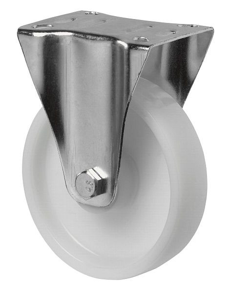 Rouleau de transport BS Rollers, rouleau fixe, largeur de roue 45 mm, roue Ø 125 mm, capacité de charge 300 kg, bande de roulement/corps de roue en plastique, roulement à rouleaux, LSS410.B10.125