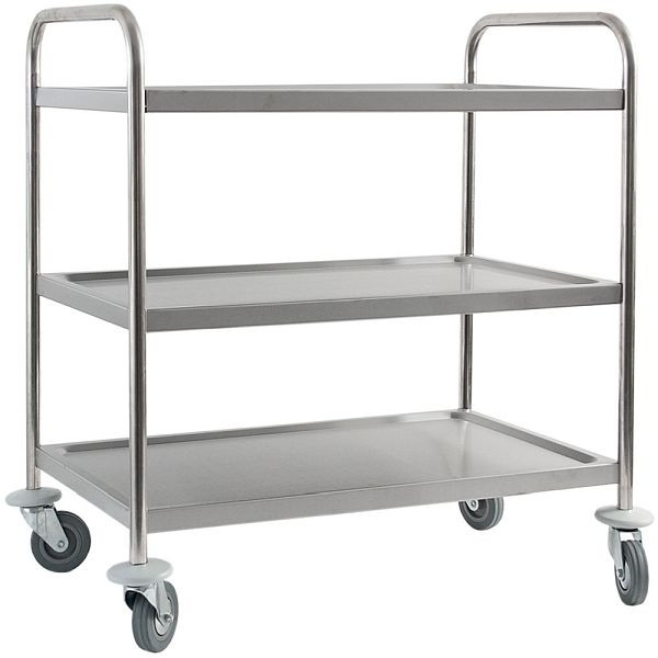 Chariot de service Stalgast en acier inoxydable, avec trois étagères, 860 x 540 x 920 mm (LxPxH), LT0705003