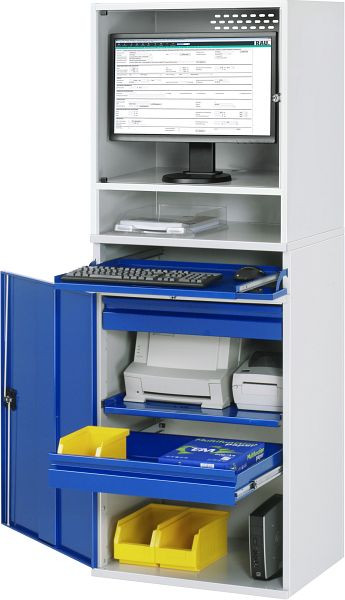 Armoire informatique RAU - modèle 66, L650 x P520 x H1770 mm, boîtier moniteur L650 x P520 x H710 mm, 07-650-M66-MG5.11