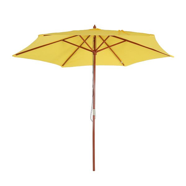 Parasol Mendler Florida, parasol de jardin parasol market, Ø 3m polyester/bois, jaune, 76722