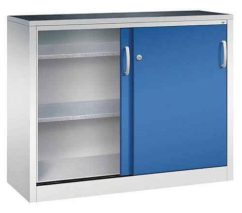 Armoire à portes coulissantes Bedrunka+Hirth avec serrure à cylindre poussoir, dimensions en mm (LxPxH) : 1200 x 400 x 1000, 04.254.12H10
