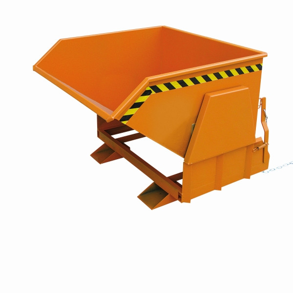 Benne basculante industrielle Eichinger avec patins roulants protégés, 1000 kg, 500 litres, orange pur, 20110800000000