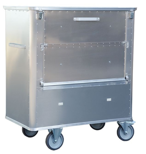 Chariot de transport Gmöhling avec couvercle divisé et paroi longitudinale divisée en 3 pliable G®-TRANS D 1539 / 1050 SCU, 1050 l, 020153914
