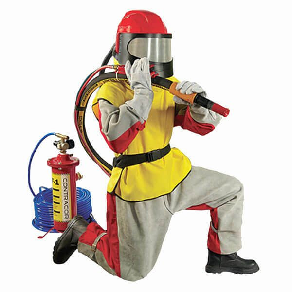 Contracor SafePack-Aspect avec filtre à air respirable et flexible, combinaison de sablage, gants de sablage en cuir, disques d'usure, casque de protection contre le souffle, 10130906