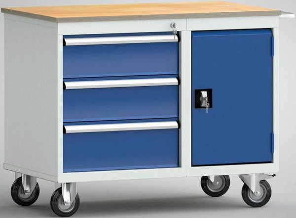 Etabli standard KLW, 1000 x 620 x 830 mm, avec plateau multiplex en hêtre, WS824N-1000M20-E1001