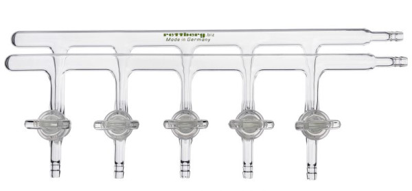 Rettberg Schlenkline, avec 5 tarauds brevetés NS 18,8/4 mm alésage, verre borosilicaté 3,3, 134030100