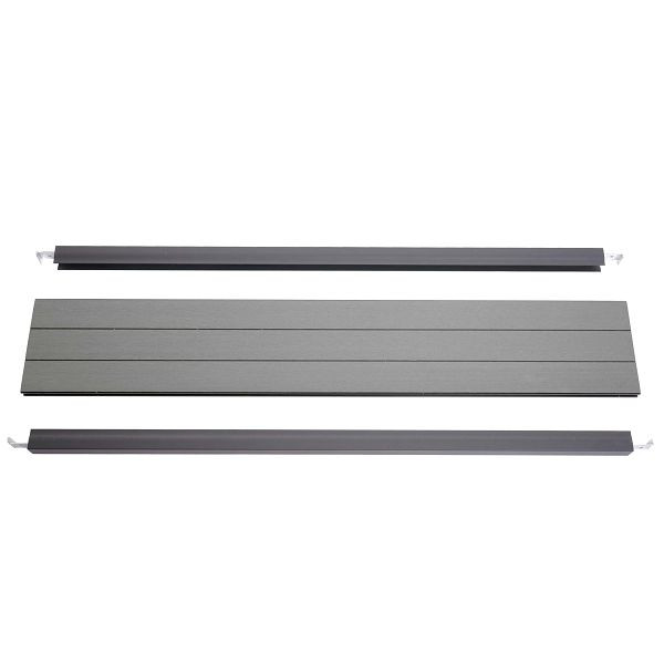 Ensemble d'extrémité Mendler pour brise-vue WPC Sarthe, profil d'extrémité coupe-vent, poteau en aluminium, 90cm, gris, 76264