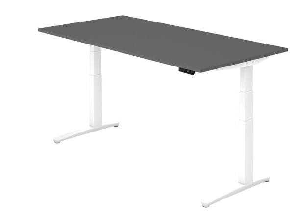 Hammerbacher bureau assis-debout électrique 200x100cm graphite/l, forme rectangulaire, VXBHM2E/G/WW