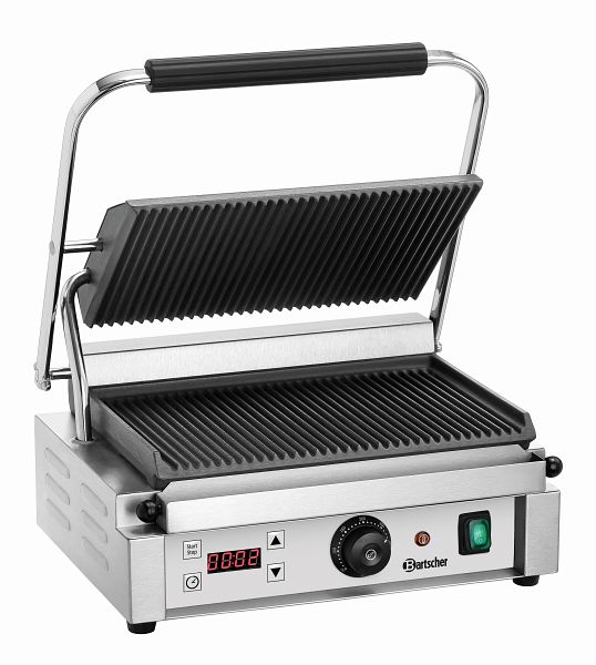 Bartscher Contact Grill Panini 1RDIG, A150684 Grille de cuisson en fonte 453 x 286 mm pour barbecue