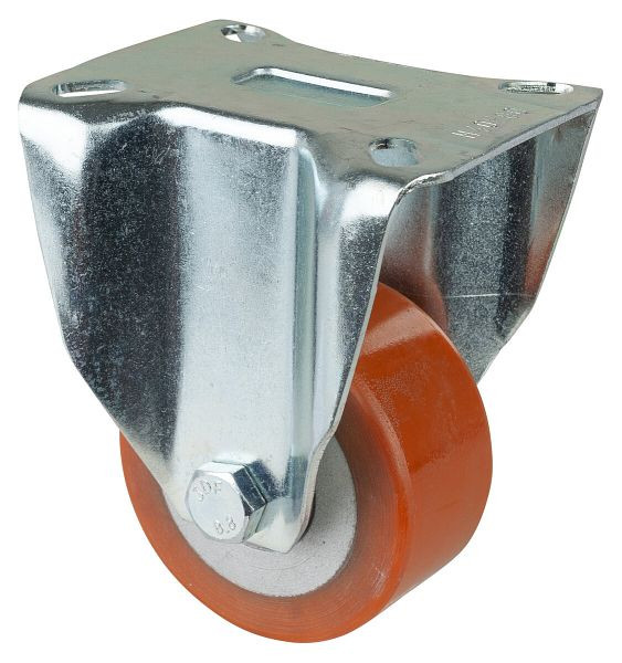 Roues BS Roulette pour charges lourdes, roulette fixe, largeur de roue 40 mm, Ø roue 80 mm, capacité de charge 250 kg, polyuréthane coulé 95 Shore A, aluminium, roulement à billes, N110.B90.081