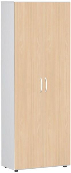 armoire à portes battantes geramöbel avec pieds, amortisseur de porte inclus, non verrouillable, 800x420x2160, hêtre/blanc, S-386002-BW