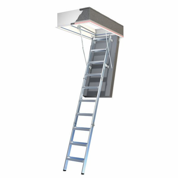 Escalier mansardé Wellhöfer AluDrei avec protection thermique WSPH, ouverture au plafond 130 x 60 cm, hauteur libre 237 - 247 cm, 293000155