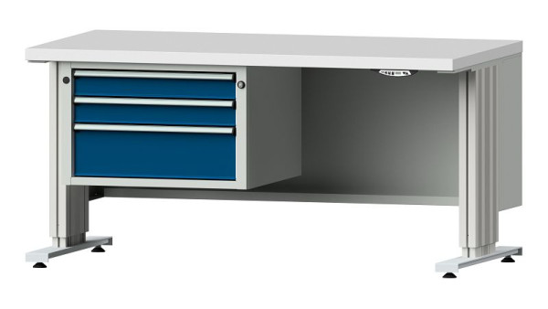 Établis ANKE table de travail LIFT avec sous-structure, modèle 603 VL, 1500 x 800 x 740-1140 mm, RAL 7035/5010, KSP 40 mm, 405.271