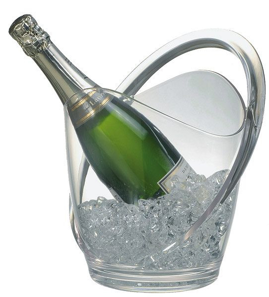 Refroidisseur à vin/champagne APS, 23 x 22 cm, hauteur : 27,5 cm, MS, limpide, 3 litres, convient pour une bouteille, avec poignée de transport, 36055