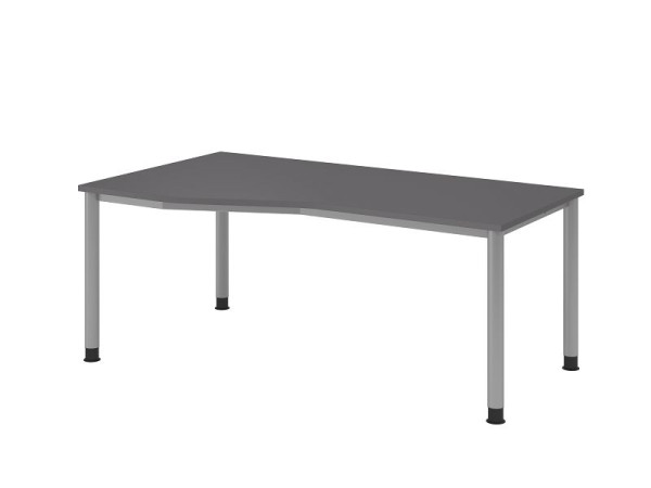 Bureau Hammerbacher 4 pieds rond 80x100/80cm graphite/argent, forme libre, montable à gauche ou à droite, VHS18/G/S
