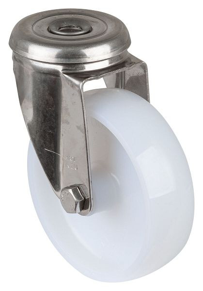 Rouleau de transport BS rollers en acier inoxydable, largeur de roue 30 mm, Ø roue 100 mm, capacité de charge 130 kg, bande de roulement/corps de roue en plastique, palier lisse, H101.A90.100
