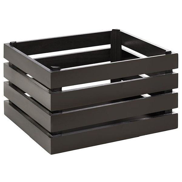 Caisse en bois APS -SUPERBOX-, 35 x 29 cm, hauteur : 20 cm, bois d'acacia, noir, convient pour GN 1/2, 11724