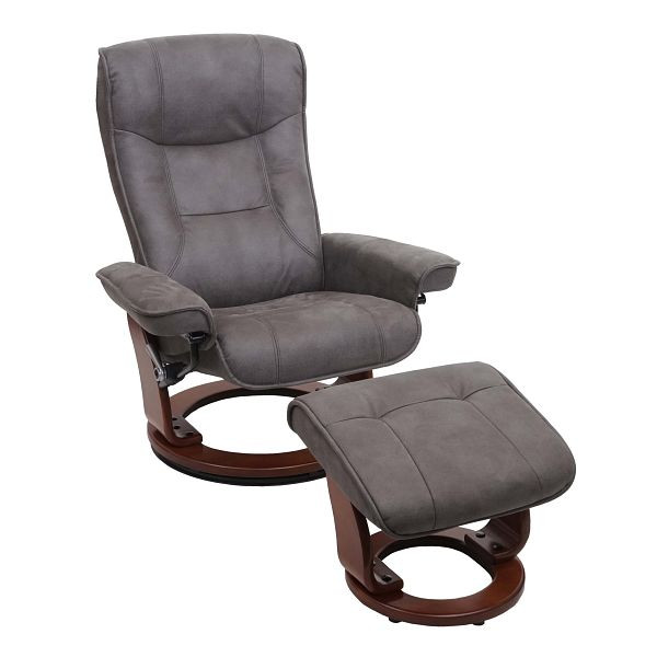 Chaise de relaxation Mendler MCA Hamilton, tabouret de chaise TV, tissu/textile capacité de charge 130 kg, gris foncé, couleur noyer, 75594