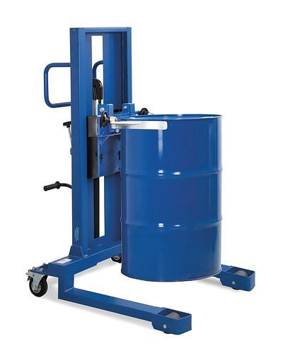 Lève-fûts DENIOS Servo FL 12-SK en acier, châssis large, pour fûts en acier et en plastique de 200-220 l, 214-475
