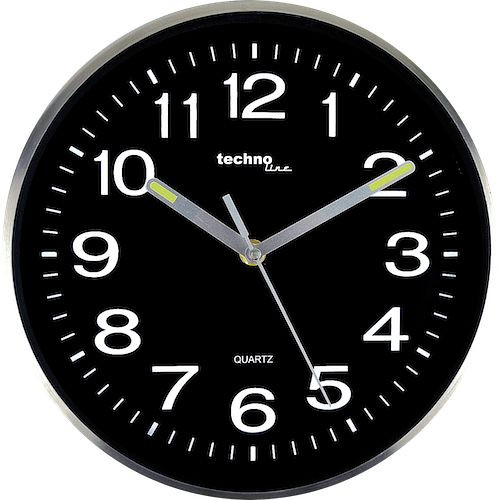 Horloge murale à quartz Technoline blanc, aiguille rouge, métal, dimensions : Ø 25 cm, WT 7620