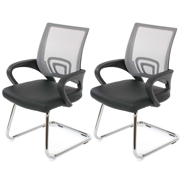 Ensemble de 2 chaises de conférence Mendler Ancona, chaise visiteur, simili cuir, gris, 36572