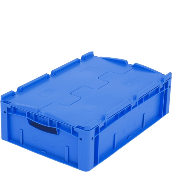 BITO Euro bac gerbable XL couvercle/patte /XLD64171D 600x400x170 bleu, couvercle double fond, C0292-0022