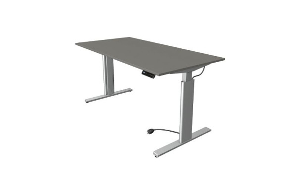 Kerkmann Move 3 table assis/debout argent, L 1600 x P 800 mm, réglable en hauteur électriquement de 720 à 1200 mm, graphite, 10232812
