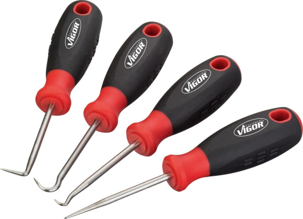 Jeu de mini crochets VIGOR, 130 mm, nombre d'outils : 4, V4663