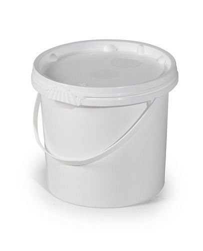 Seau DENIOS UN en polypropylène (PP), 5,5 litres, blanc avec couvercle, UE : 10 pièces, 251-246
