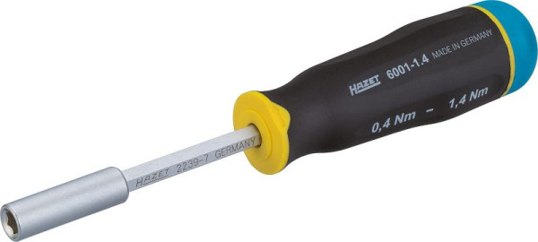 Tournevis dynamométrique Hazet, Nm min-max : 0,4 - 1,4 Nm, tolérance : 15 %, 6 pans creux 6,3 (1/4 pouce), nombre d'outils : 3, 6001-1.4/3