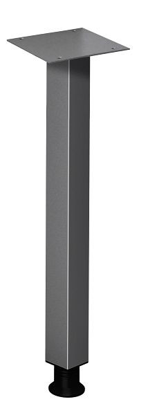 Pied de support Hammerbacher STFQ carré, couleur : graphite, tube carré 60 x 60 cm, avec plaque à visser, réglable en hauteur de 65,5 à 78,5 cm, VSTFQ/G